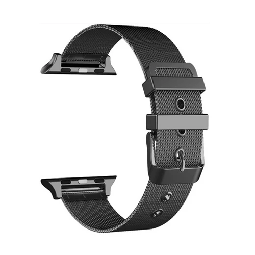 Миланская петля, ремешок из нержавеющей стали для apple watch, 42 мм, 44 мм, 40 мм, 38 мм, для iWatch, ремешок для браслета серии 5, 4, 3, 2, 1 - Цвет ремешка: black