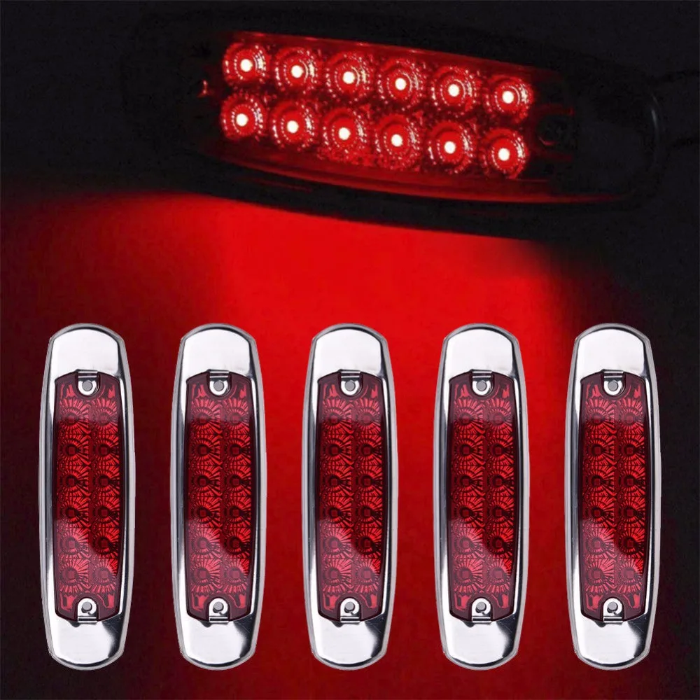 Fuleem 10 шт. 12LED герметичный боковой маркер габаритный фонарь трейлер грузовик указатель поворота светильник красный 12 в водонепроницаемый