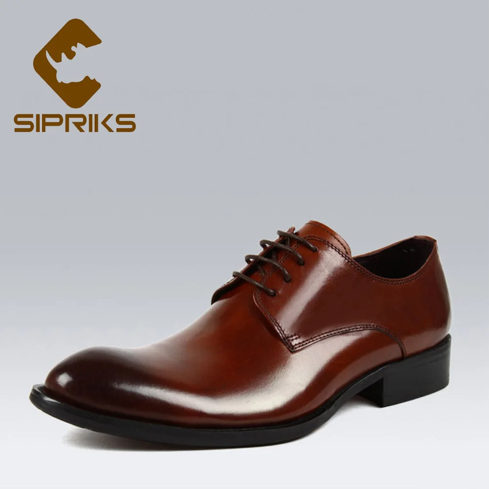 

Sipriks Big Size 37 45 Luxury Genuine Leather Red Brown Black Derby Shoes Mens Business Office Classic Gents Formal Tuxedo Shoes