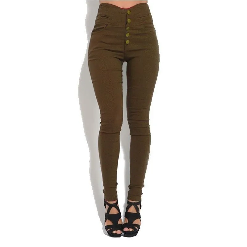Women Trousers 2018 Autumn New Button Up High Waist Sexy Pencil Pants Elastic Slim Bottoming Plus Size Bodycon | Женская одежда