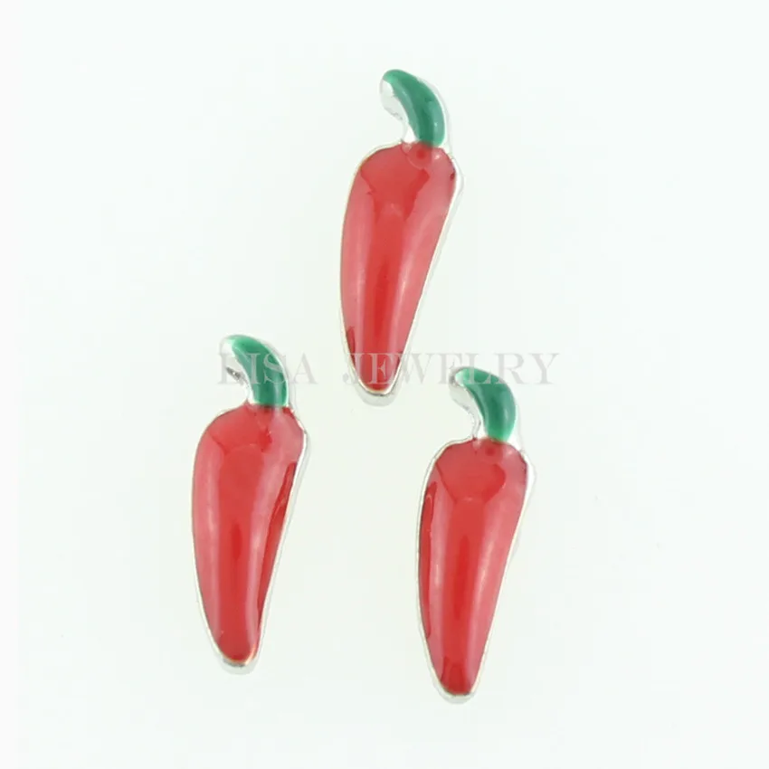 Новый дизайн Красная эмаль перец чили Плавающие Подвески изготовление растений