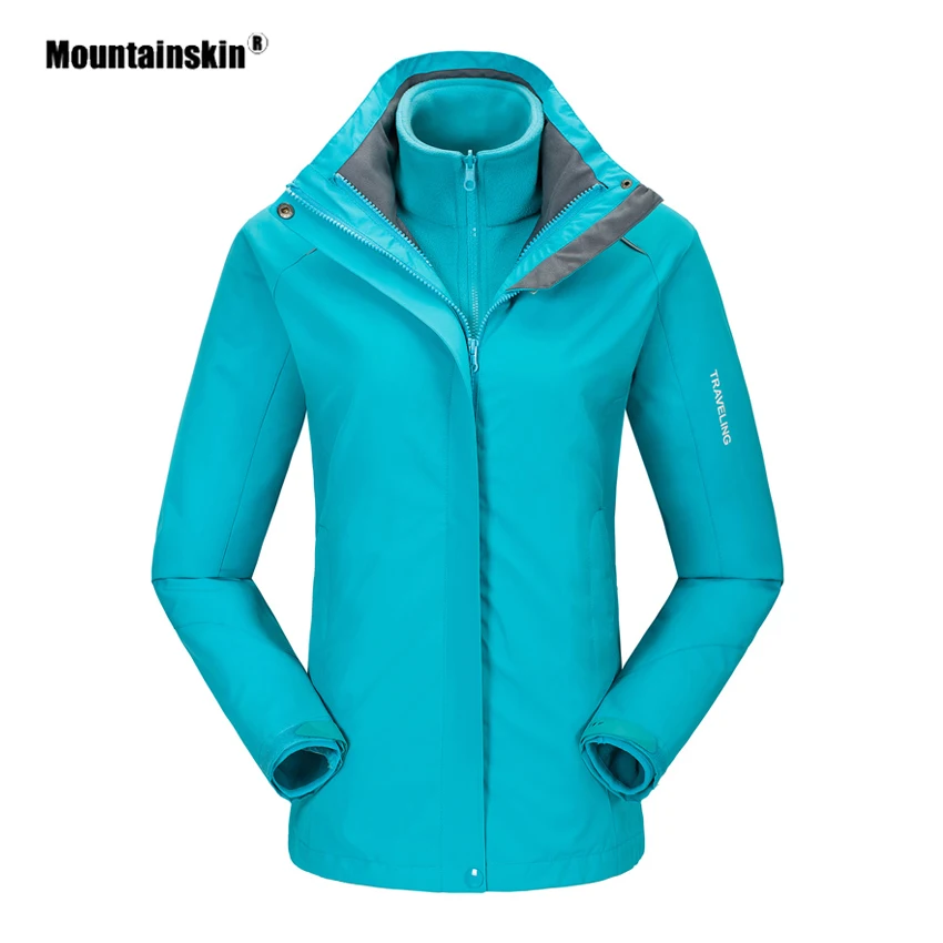 Mountainskin Men Women's Outdoor 2 pieces Jacket Autumn Winter Camping Hiking Fleece Windbreaker Suit Hooded Thick Jackets VA448 | Спорт и