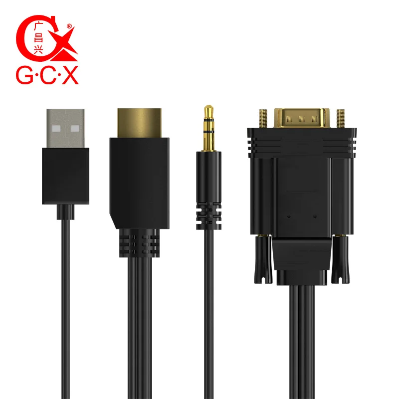 GCX HDMI-VGA кабель 1080P конвертер высокого разрешения адаптер папа-папа HDMI2VGA с аудио