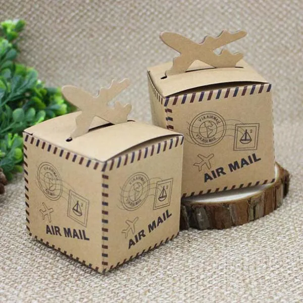 

100pcs/lot 6*6*6cm air mail 6*6*6cm Kraft Paper Candy Boxes Baby Shower Candy Boxes Wedding Favors Present Gifts Box