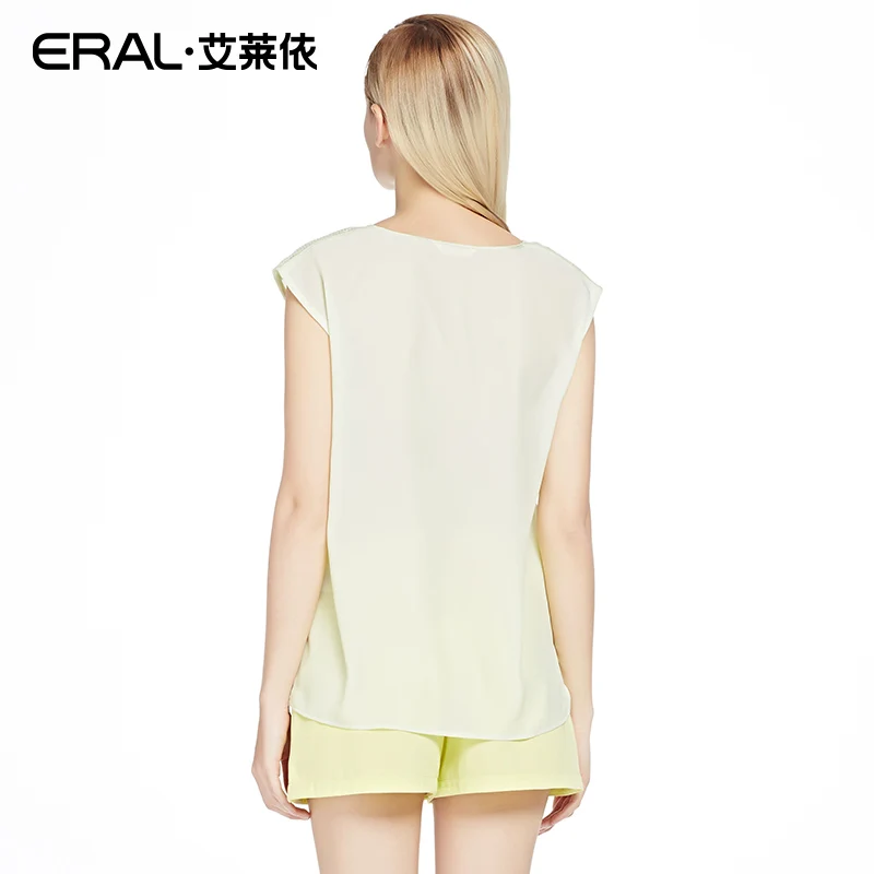 ERAL Women's Summer New Arrival Sleeveless Chiffon O-neck Hollow Out Casual Brief Top ERAL31040-EXAC |