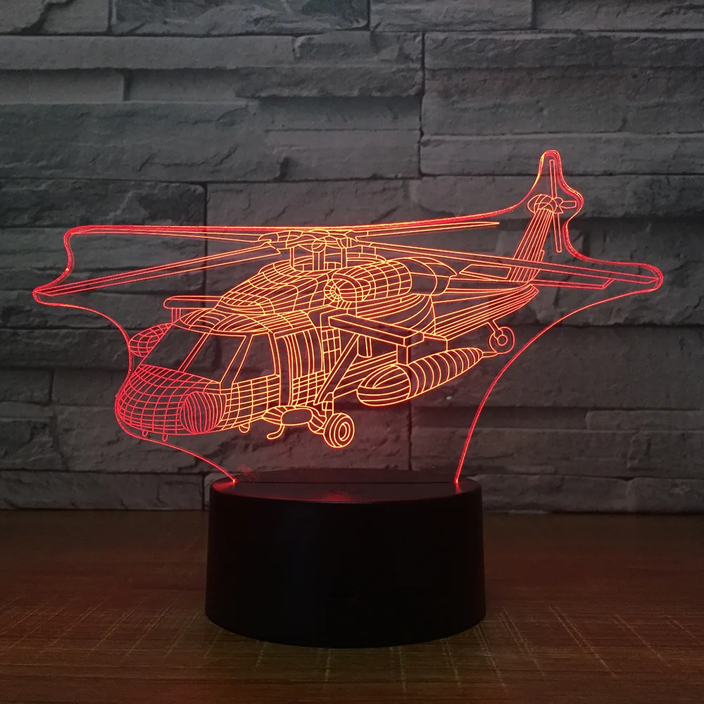 Вертолет ночник Творческий семь цветов Led 3d светильники рождественские