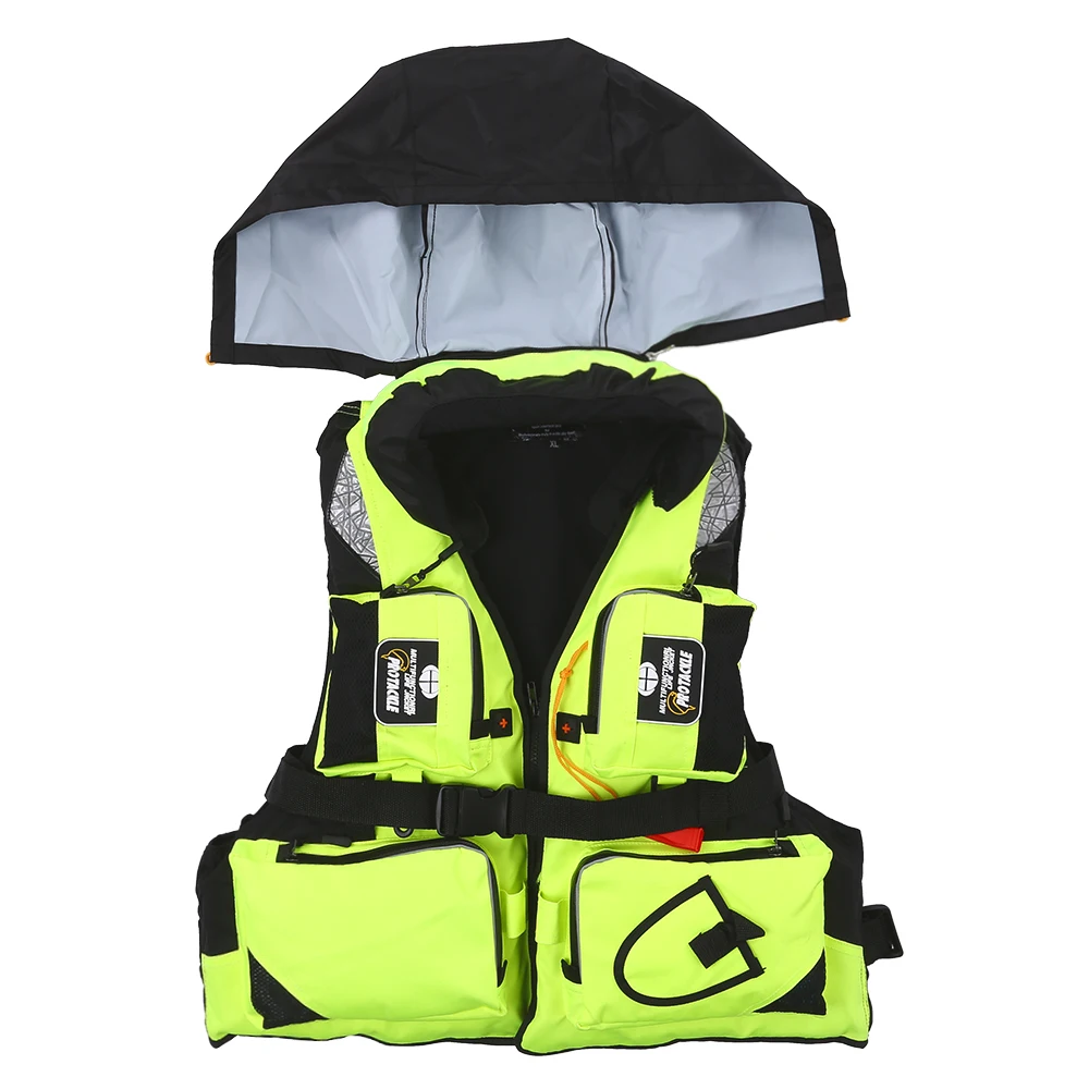 Fluorescent Green Спасательный жилет для выживания, профессиональный жилет для рыбалки для взрослых, спасательный жилет со свистком, спасательный жилет для рыбалки на лодках - Цвет: Fluorescent Green