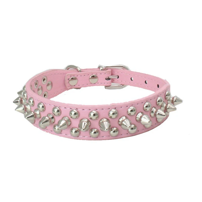 Натуральная Кожа Pu воротник супер с заклепками собаки Necklet яркие мелких животных