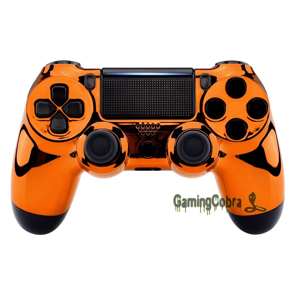 Хром Оранжевый Edition спереди Корпус в виде ракушки задняя крышка для PS4 тонкий PS4 Pro контроллер JDM-040 JDM-050 JDM-055