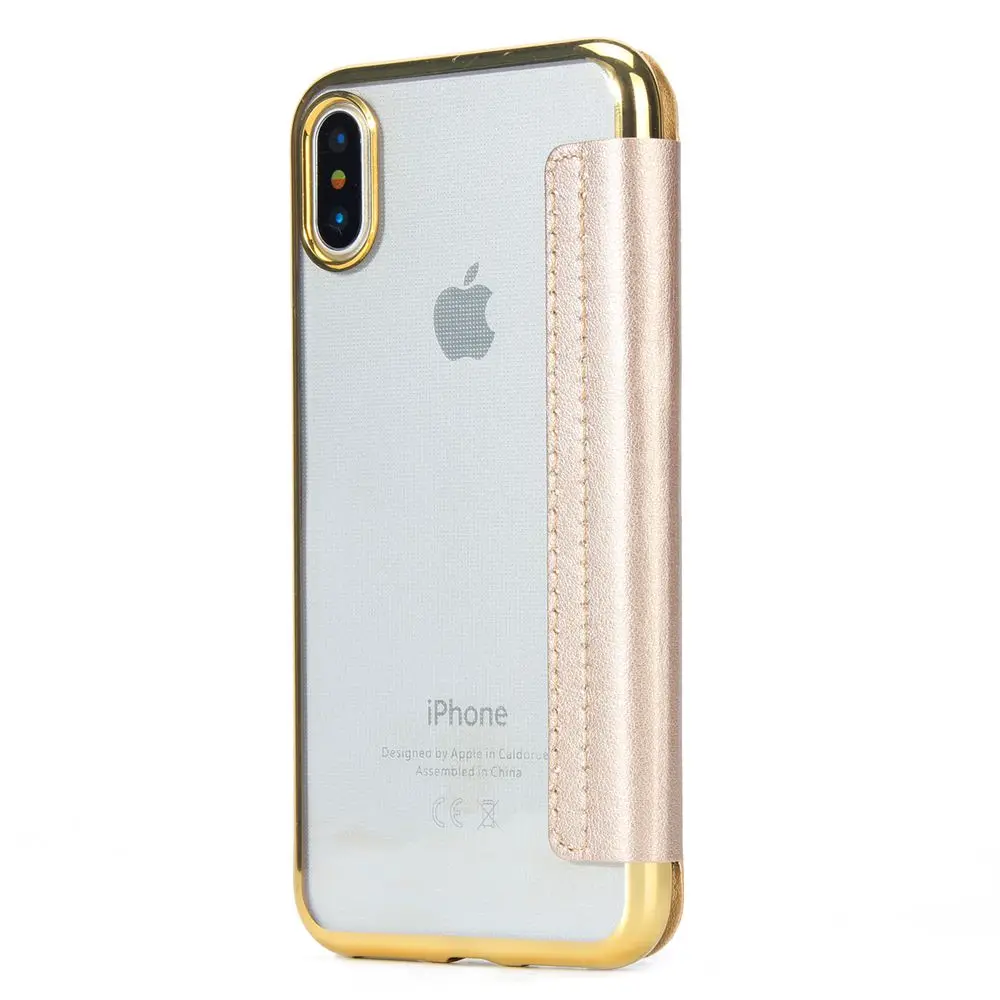 TIPFLY For iPhone X Case Slim PU Leather Folio Flip with Card Slot &amp Clear Soft Plating TPU Back Cover for Apple | Мобильные