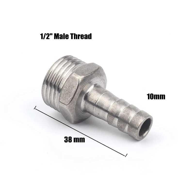 1l2 Male-10mm 1/" 3/8" 1/" резьба 8 мм 10 мм нержавеющая сталь соединительный элемент в форме пагоды орошение водяной шланг соединитель газовые мягкие трубки адаптеры - Цвет: 1l2 Male-10mm