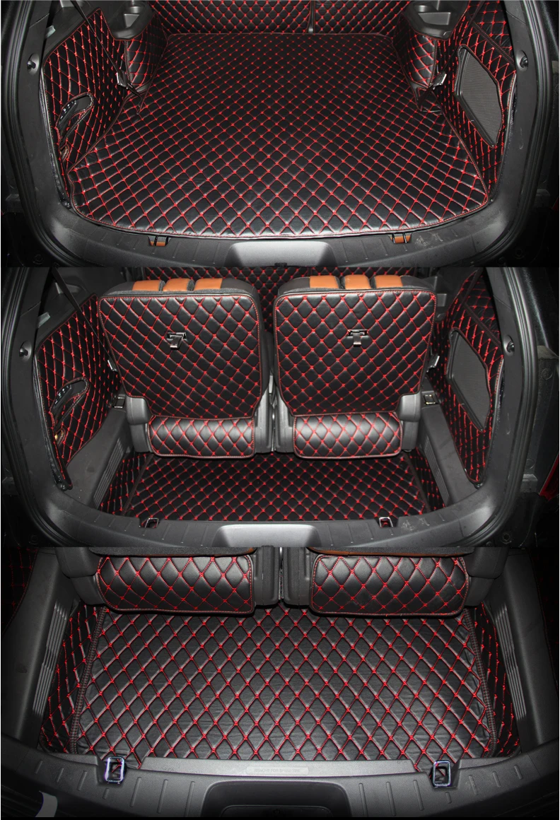 Роскошный волоконный кожаный коврик для багажника автомобиля ford explorer 2011 2012 2013 2014