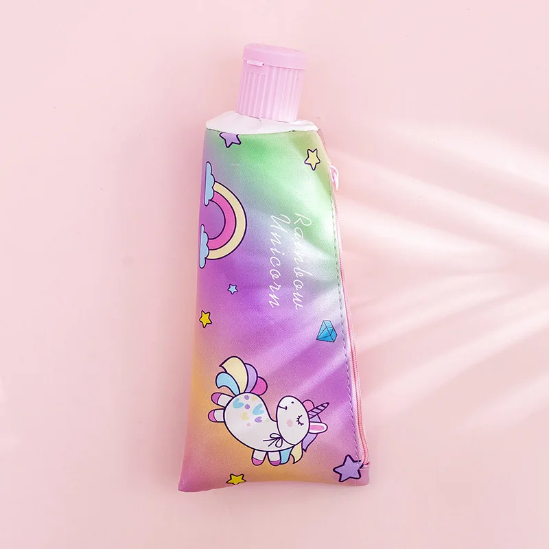 Creative toothpaste leather Pencil Case Cute Unicorn Owl cat large Pen Bag Kawaii Office School Supplies Korean Stationery - Color: unicorn