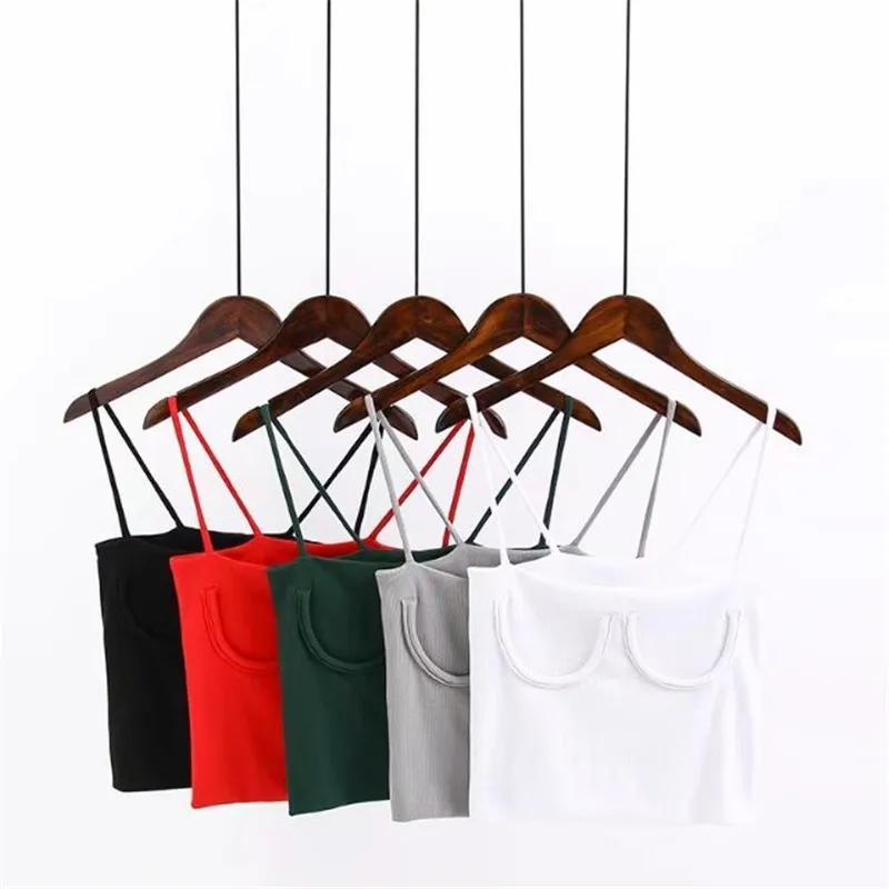 2019 Summer Sexy Camis Women Solid Spaghetti Strap Sleeveless Strapless Short Crop Tops Club Vest Female | Женская одежда