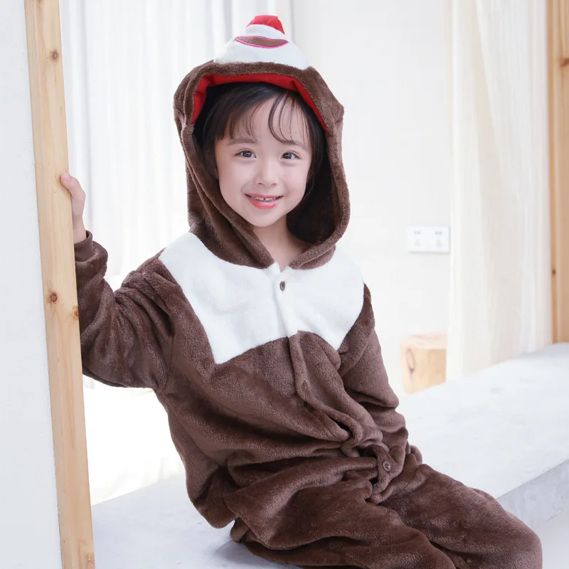 SAILEROAD Girls Pajamas Children Cute Cat Onesies Pijamas Kids Animals Pyjamas Child Flannel Kigurumi Pajamas Boys Sleepwear Set - Цвет: 5