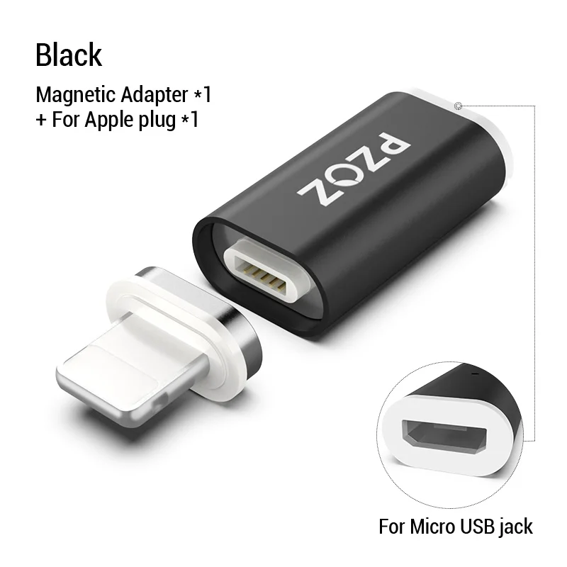 Micro to IOS Plug PZOZ Магнитный Кабель-адаптер Micro usb адаптер для быстрой зарядки телефона Microusb type-C магнитное зарядное устройство usb c для iphone xiaomi type C - Цвет: Micro to IOS Plug