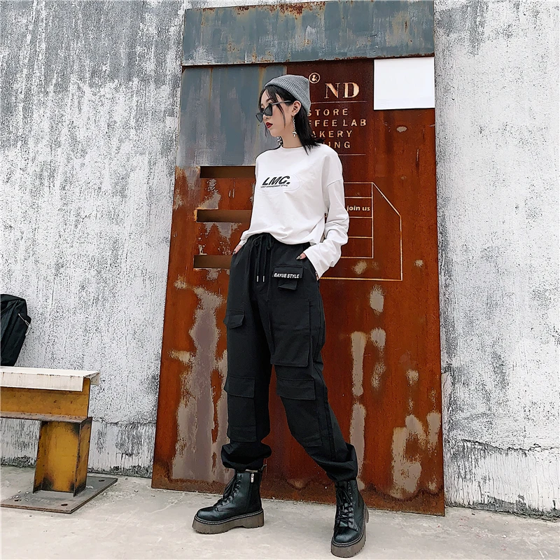 Harajuku Новая корейская мода женская одежда уличная ulzzang индивидуальные карманы с