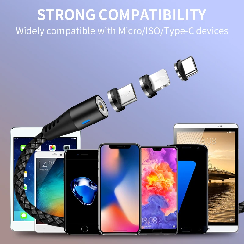 Круглый Магнитный кабель GREENPORT Micro USB Type-C для iphone xs max Samsung S8 S9 зарядное устройство