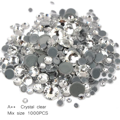 Crystal clear Разноцветные прозрачные стразы высокого качества A++ с горячей фиксацией, SS6-SS30, 1000 шт./партия, стразы и камни для роскошного платья - Цвет: Crystal clear