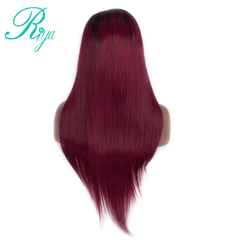 Riya Hair# 1B/99J цвет бразильские человеческие волосы парик с Омбре цвет красного вина фронтальные человеческие волосы парики с волосами младенца бордовый парик