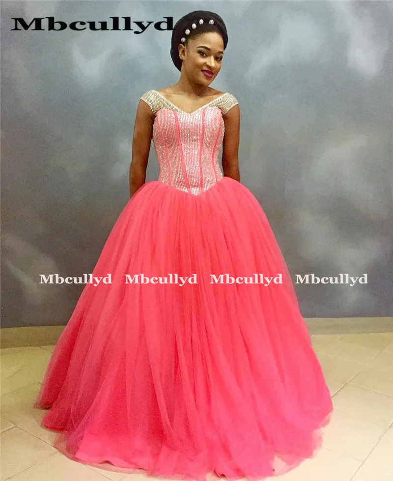 Пышные тюлевые платья Mbcullyd для Quinceanera 2020 блестящее бальное платье с кристаллами