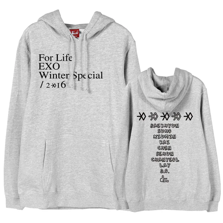 Exo зима специально для жизни все члены имя печати толстовки модный kpop флисовый