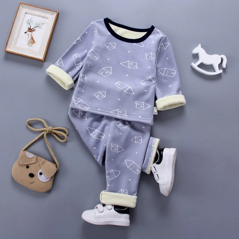2017 новые осенне-зимние теплые детские унисекс для мальчиков и девочек пижамные