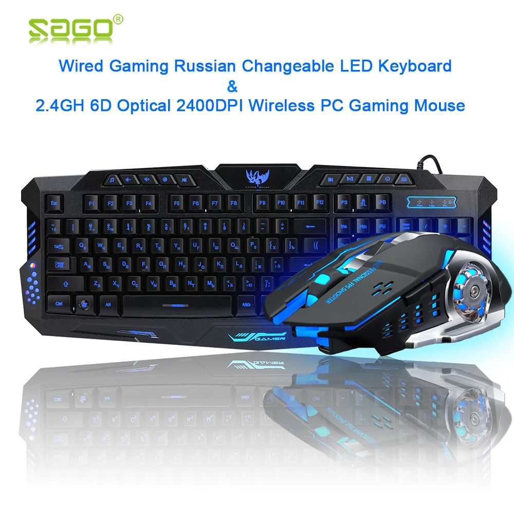 Русский игровая клавиатура Сменные светодиодный с 3 цвета световой подсветкой +