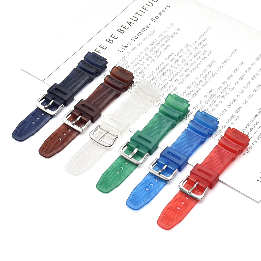 

Colorful Watchband Convex PU strap 18*25mm rubber silicone bracelet For AQ - S810W AE-1000 1200w Sgw-300 400h Mrw-200h