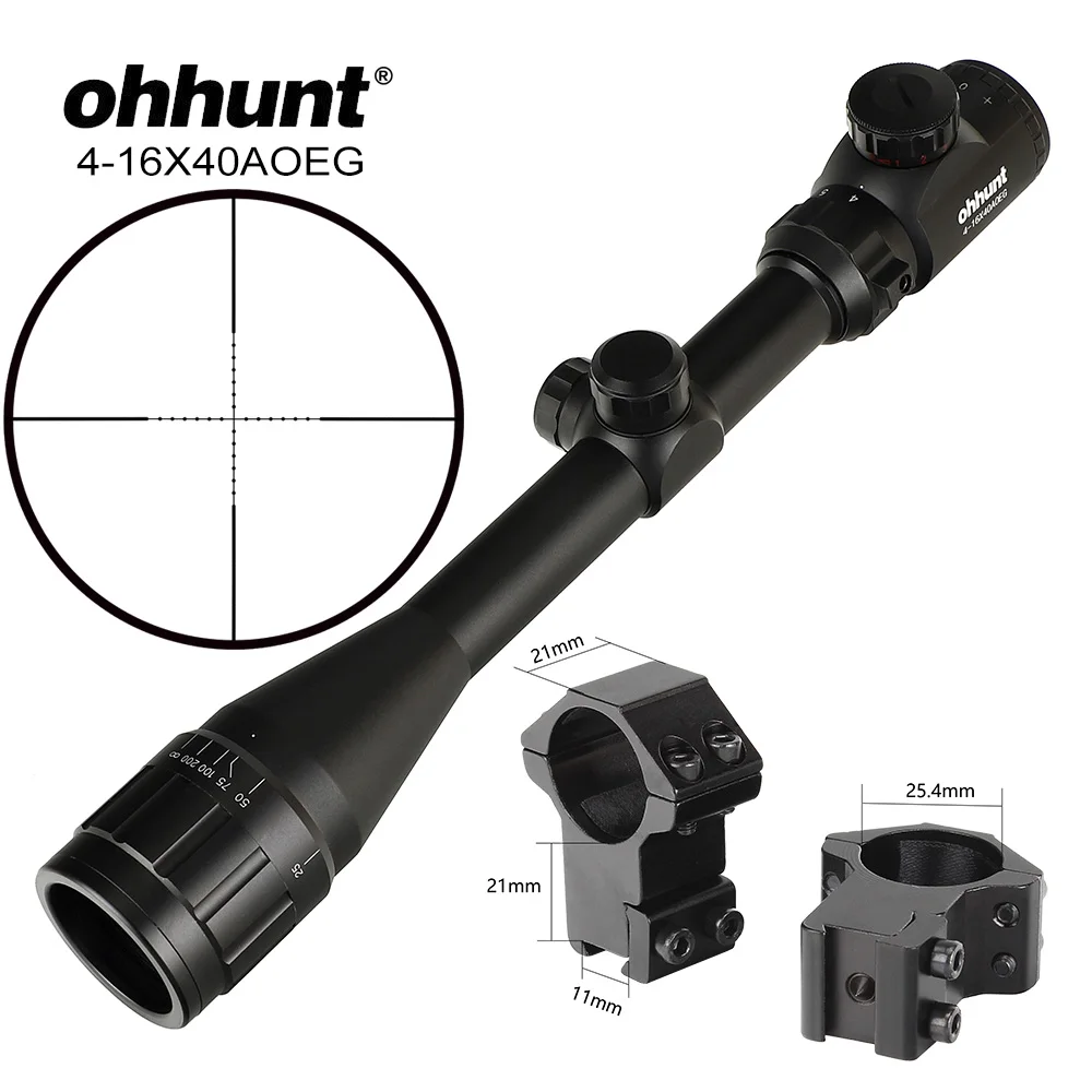 High dovetail rings Ohhunt 4x32 3-9x40 4-16x40 6-24x50 Airsofts прицел не ночного видения высококачественный Mil Dot тактика оптический прицел прозрачные линзы - Цвет: High dovetail rings