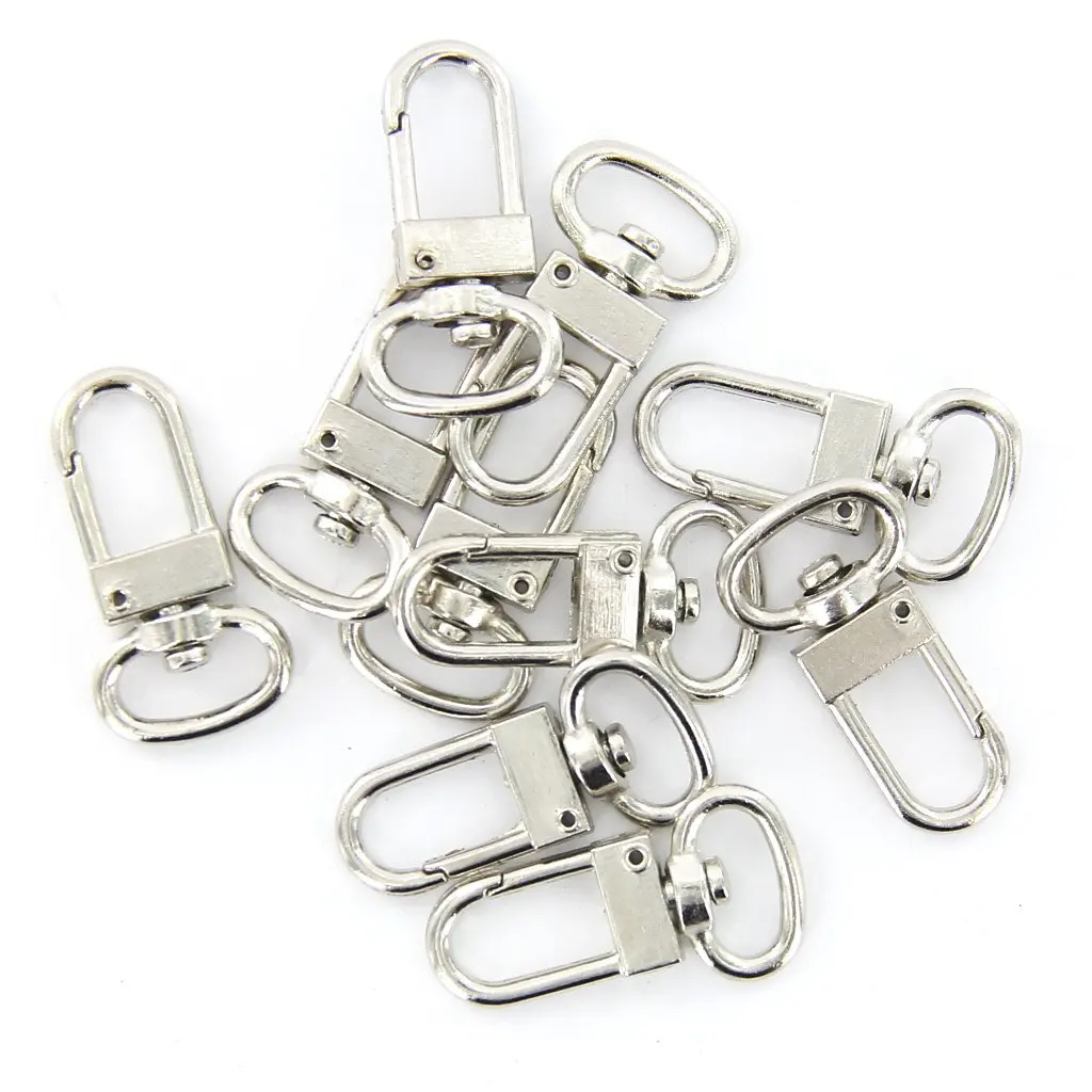 10 шт. поворотный карабин крюк Серебряный цвет брелок 18 мм x 33 мм|key chain|silver key chainkey