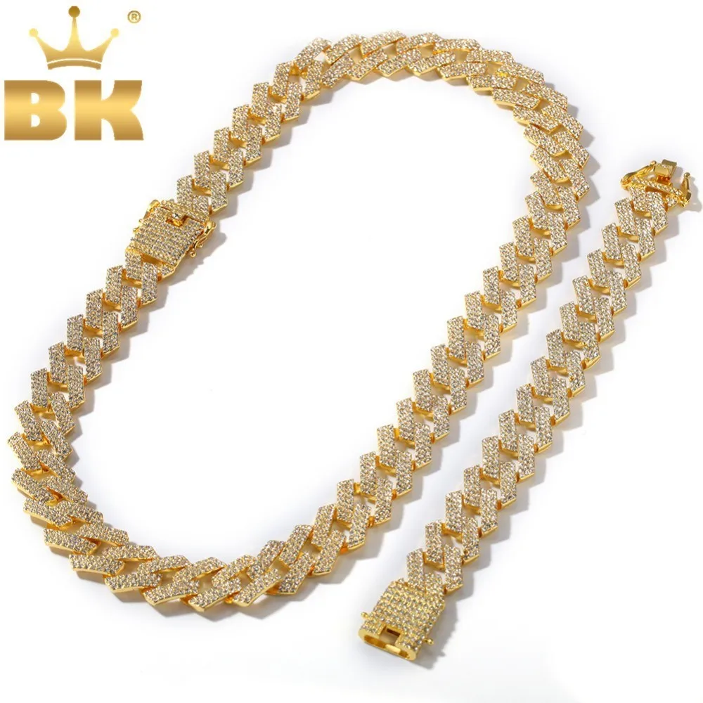 BLING KING 20 мм, кубинская цепочка в стиле кантри, не+ Ба, 3 ряда, полностью покрытые льдом, стразы, ожерелье и браслет, мужские ювелирные изделия в стиле хип-хоп