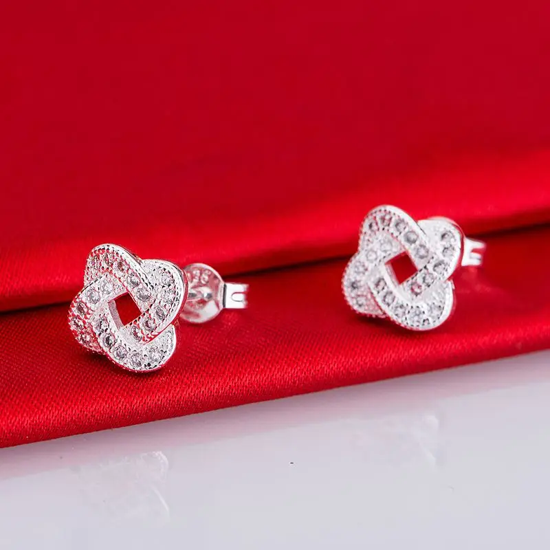 Посеребренные серьги серебряные модные ювелирные изделия Переплетенные