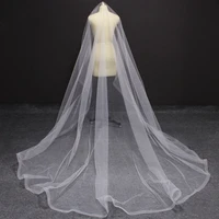 long horsehair edge 3 meters wedding veil without comb one layer cover face bridal veil velo de novia