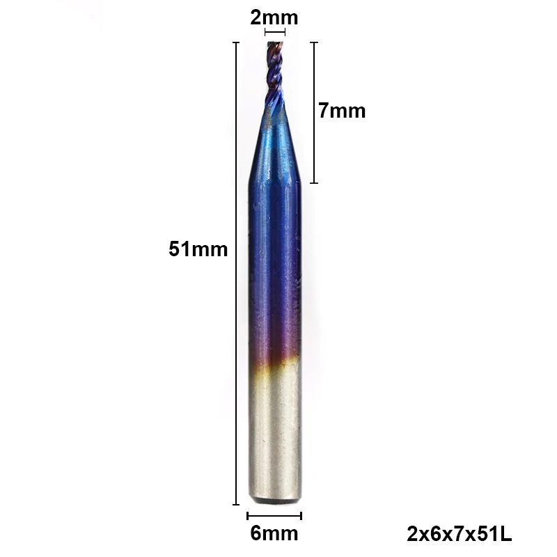 2x6x7x51L XCAN 1 шт. 2-13 мм супер синий нано покрытием HSS концевые фрезы с прямым хвостовиком Фрезы ЧПУ фрезы 4 флейты концевые фрезы - Длина режущей кромки: 2x6x7x51L