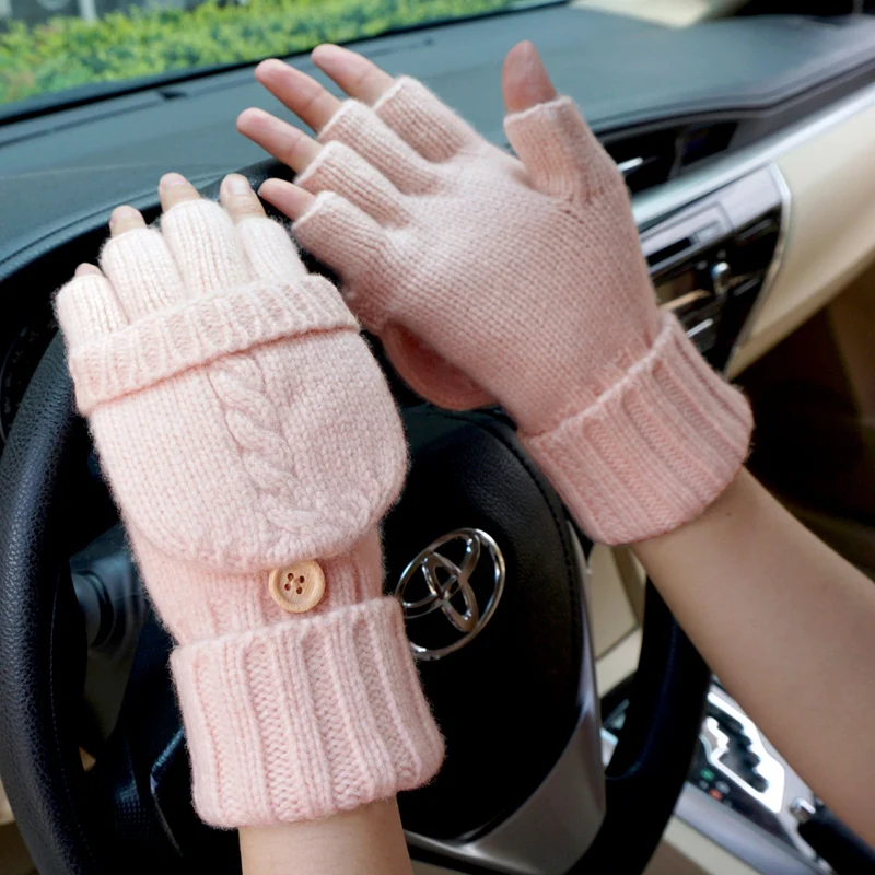 Перчатки женские шерстяные зимние вязаные, без пальцев, для вождения от AliExpress WW