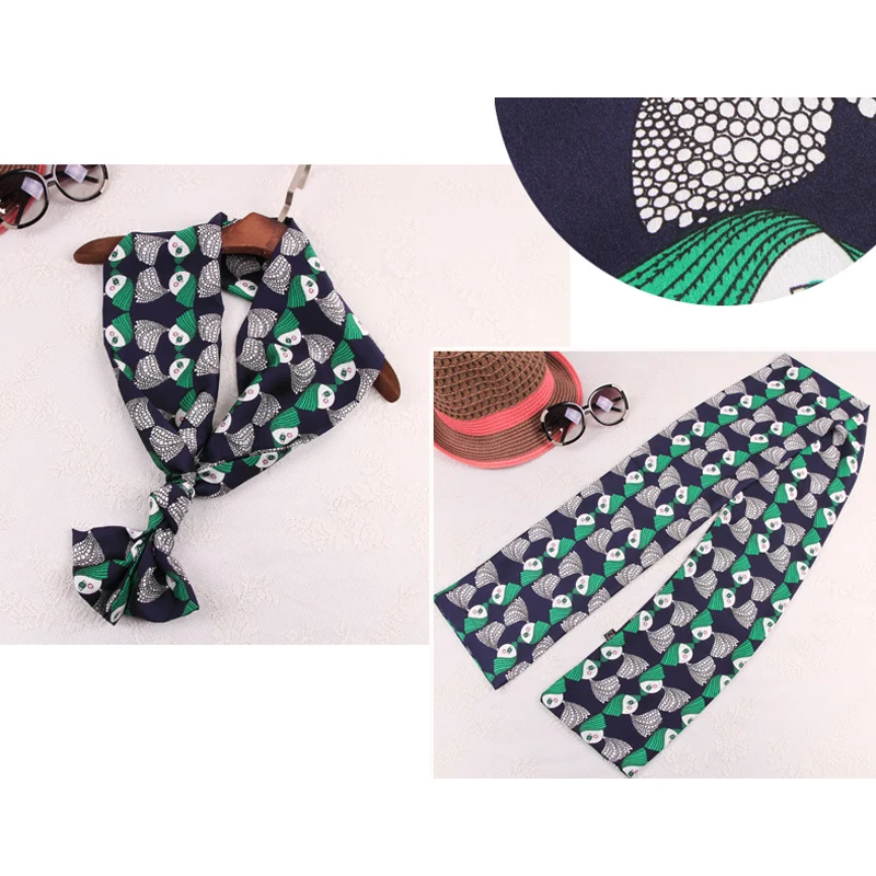 New Summer spring silk scarf women fashion ladies scarves printing female long narrow bag strip small towels tie |
