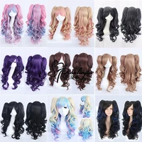 fashion sexy halloween lolita long curly cosplay wig with double claw ponytails halloween costume party wigs for women