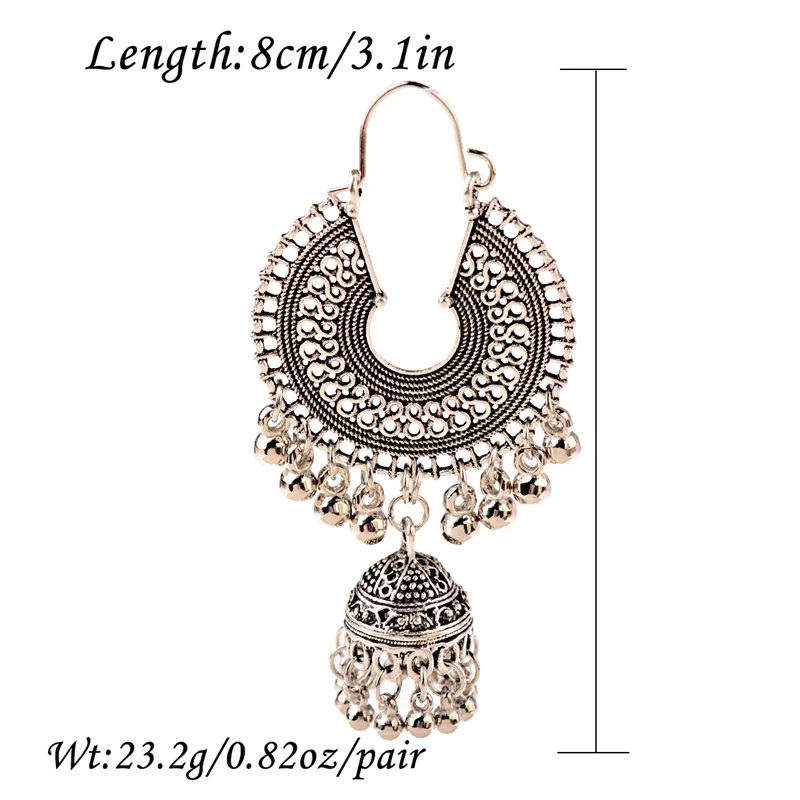Египетские винтажные женские золотистые и Серебристые Jhumka Bells этнические серьги