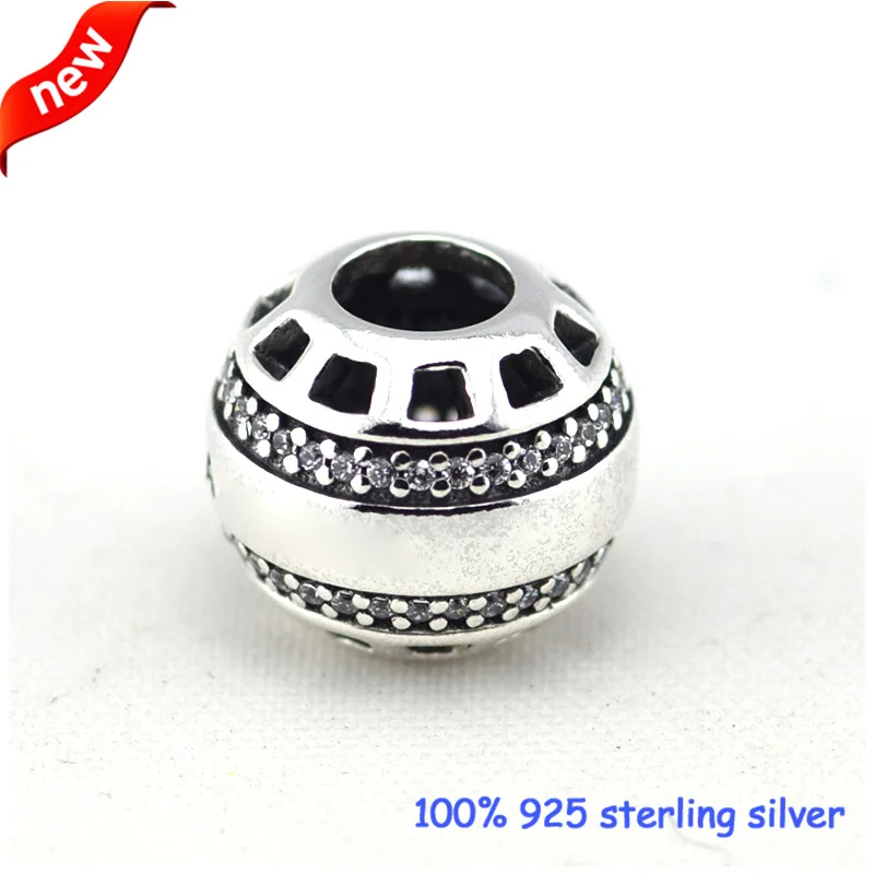 Подходит для браслетов Pandora Forever серебряные бусины с прозрачными фианитами 100% 925