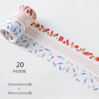 3 pcs/pack Plant Animal Food Seven Points Girl Heart Washi Tape Set Adhesive Tape DIY Scrapbooking Sticker Label Masking Tape - Цвет: 20
