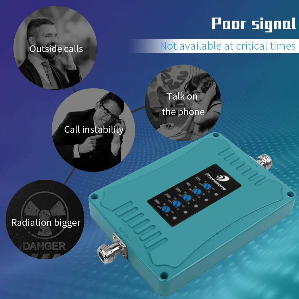 5 полосный усилитель сотовой связи 700/900/1800/2100 МГц 2g 3g 4g GSM ретранслятор 70 дБ