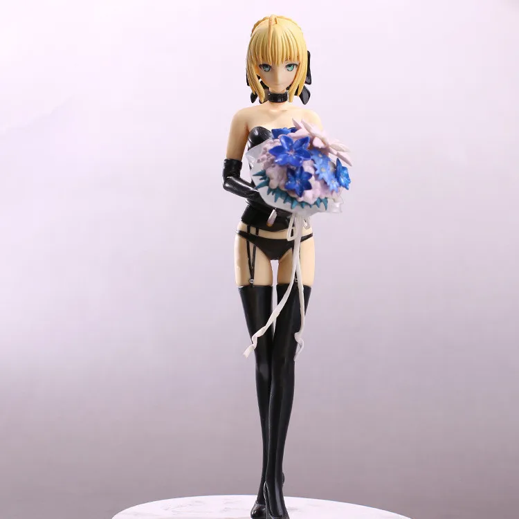 Горячая 1" Fate Stay Night Saber Lily 10th юбилей свадебное платье Регал халаты черный в коробке 25 см ПВХ фигурка модель