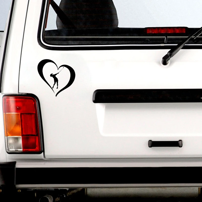 

QYPF 11.6*11.6CM Fashion Heart Shape Golf Fitness Sport Decor Vinyl Car Sticker Graphic Accessories C16-1536