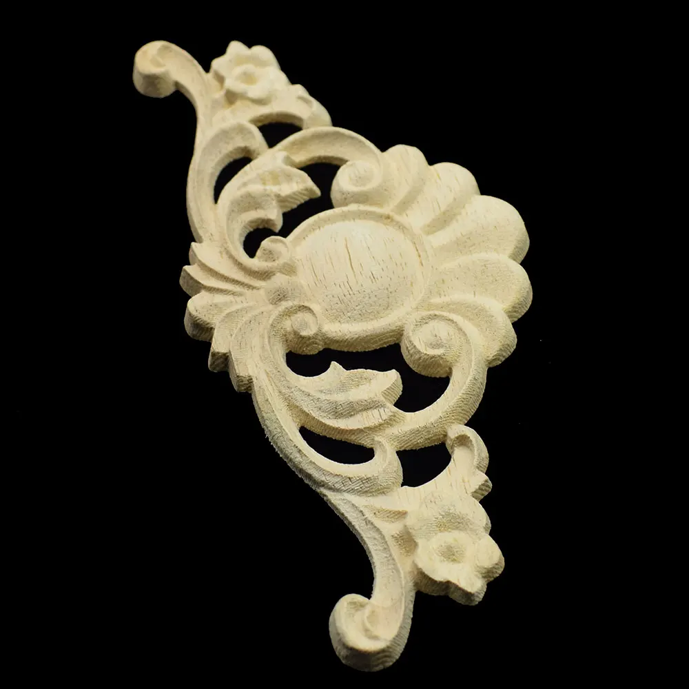Vintage Unpainted Wood Carved Decal Corner Onlay Applique Feng Shui Frame for Home Furniture Wall Cabinet Door Decor Crafts | Дом и сад