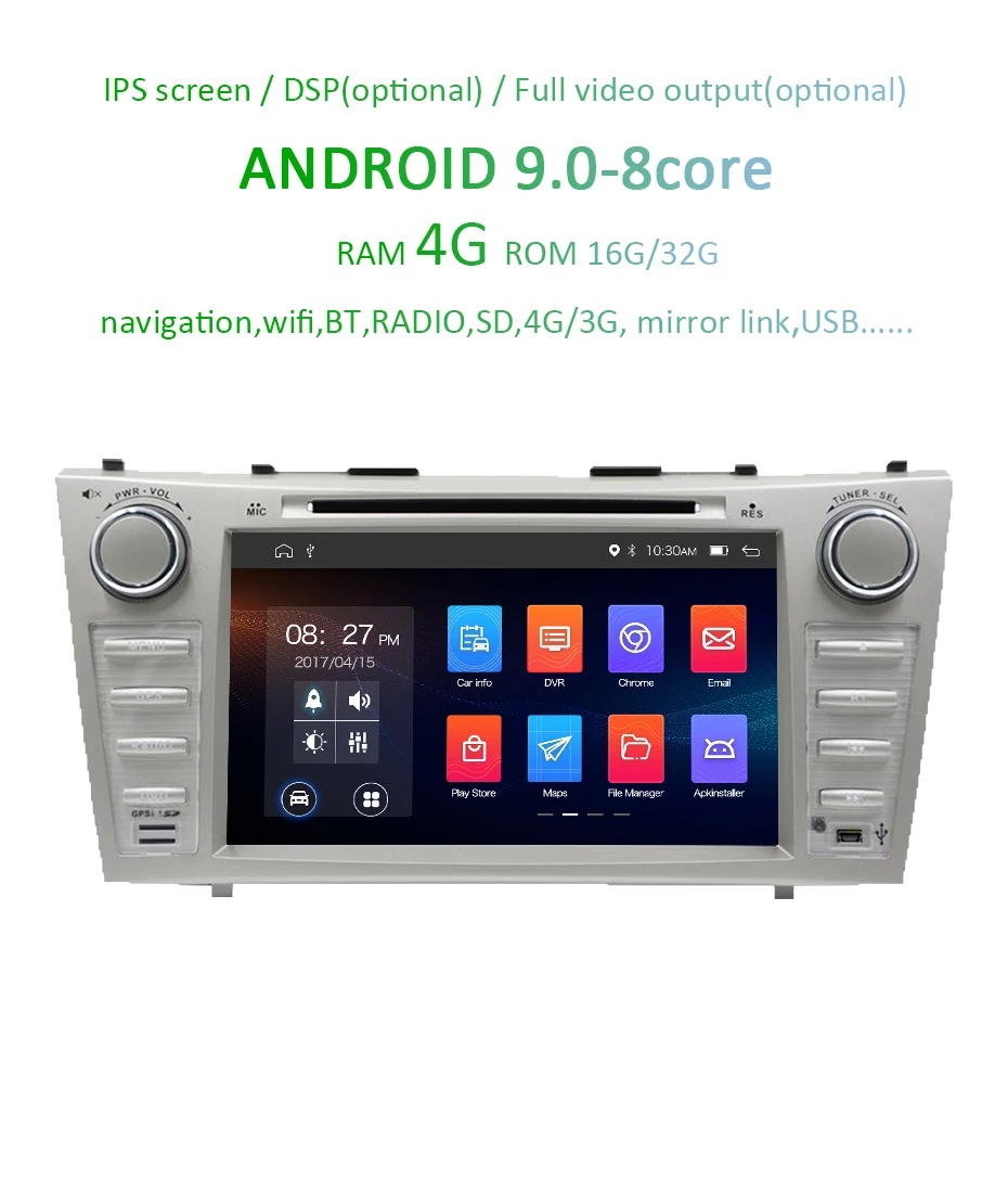 DSP ips 4G ram 64G rom Android 9,0 AV выход автомобильный dvd-плеер для Toyota Camry 2007 2008 2009 2010 gps-навигация, радио, стерео