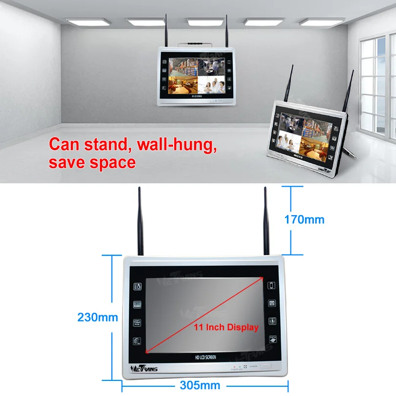 Wetrans Беспроводная система безопасности камеры с монитором 8CH 2MP NVR Wi Fi 1080 p комплект