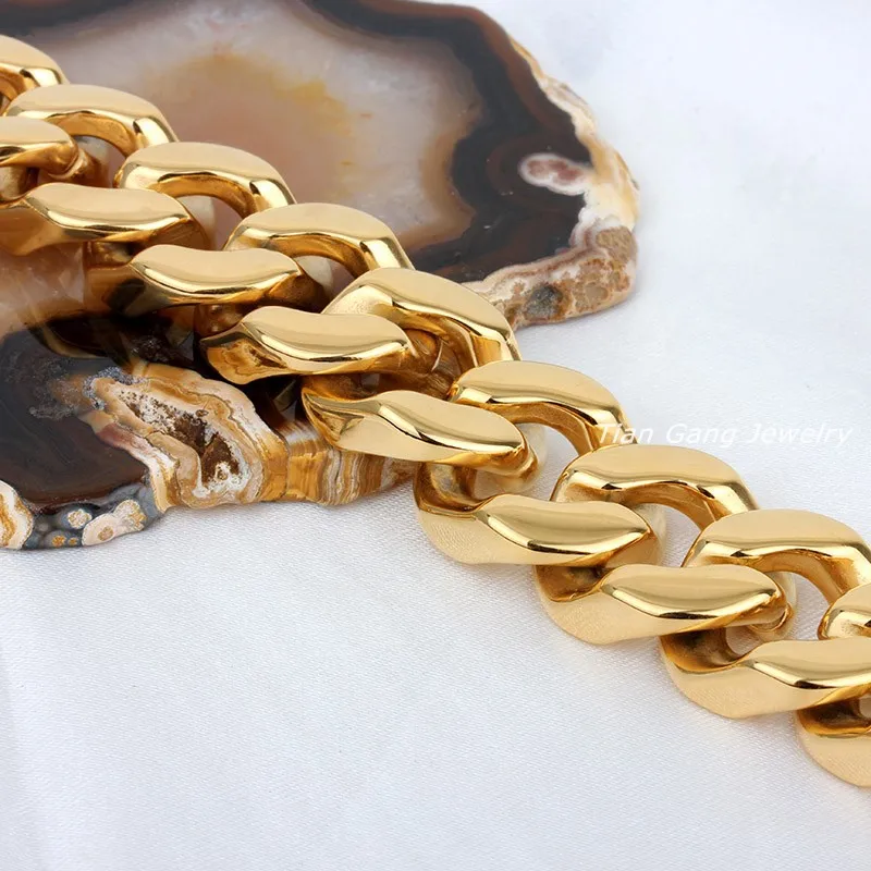 Цепь кубинская из нержавеющей стали 72 см (28 дюймов) * 20 мм 440 г|women necklace|cuban chainreal gold |