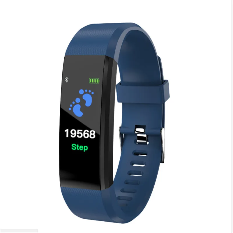 Синий ID115Plus, умный браслет, Bluetooth, смарт-браслет, пульсометр, фитнес-трекер, 115 плюс, умный Браслет для Android IOS телефона - Цвет: Синий