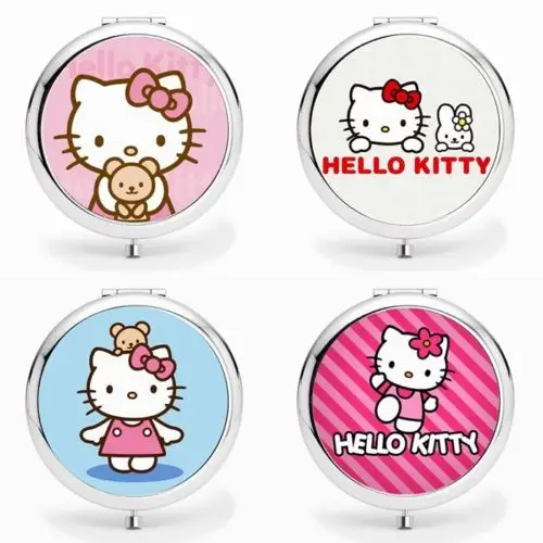 Новое блестящее компактное двустороннее зеркало Hello Kitty/зеркало для макияжа с